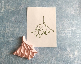 Mistletoe stamp for handmade cards, seasonal scrapbooking supply, winter twig stamp, holiday stationery accessories