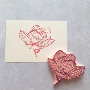Magnolia Rubber Stamp, Garden Flower Ephemera, Cardmaking Handmade ...