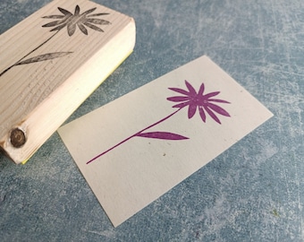 Daisy rubber stamp for cardmaking, wild flower stamp for junk journal, vintage floral ephemera, snail mail insert, printing block,