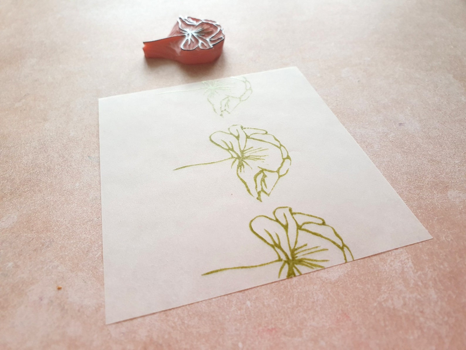 Peony Rubber Stamp for Cardmaking, Blossom Flower Stamp for ...