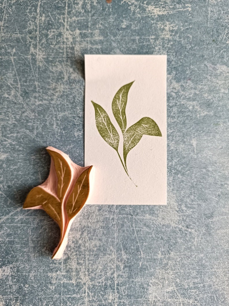 Leaves rubber stamp for cardmaking, floral stamp for svrapbooking, perfect gift for artist, naqture journal supplies image 9