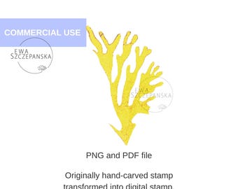 Algae Digital Stamp, Unique Handcrafted Digital Stamp, Algae digital download
