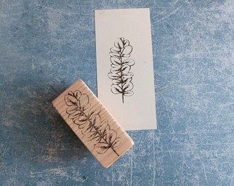 Eucalyptus rubber stamp for botanical journal, leaf diary decor, twig embellishment, branch stamping, porcelain clay texture, snail mail