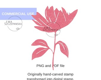 Botanical Flower Digital Stamp – Hand-Drawn Floral Line Art for DIY Cards, Journaling, Scrapbooking,