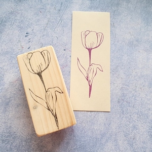 Tulip rubber stamp for vintage journal, handmade flower stationery, scrapbooking decorative template, botanical stencil, gift for mum image 8