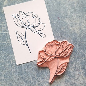 Pioenroos rubberen stempel voor huwelijksuitnodigingen, boho ceremonie decor, cadeau voor mama, moederdag kaart