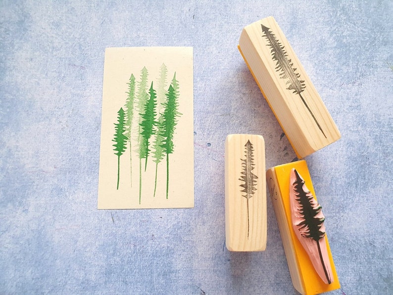 Pine Tree Rubber Stamp Set Woodland Christmas Tree Wild Life