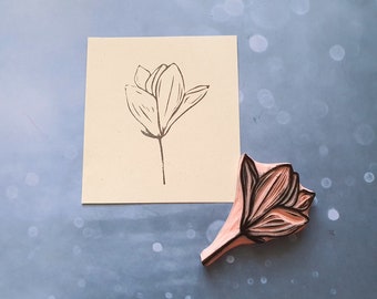 Magnolia flower rubber stamp for cardmakig, botanical wedding stationery, floral diary stamp, birthday handmade, Mother's Day card