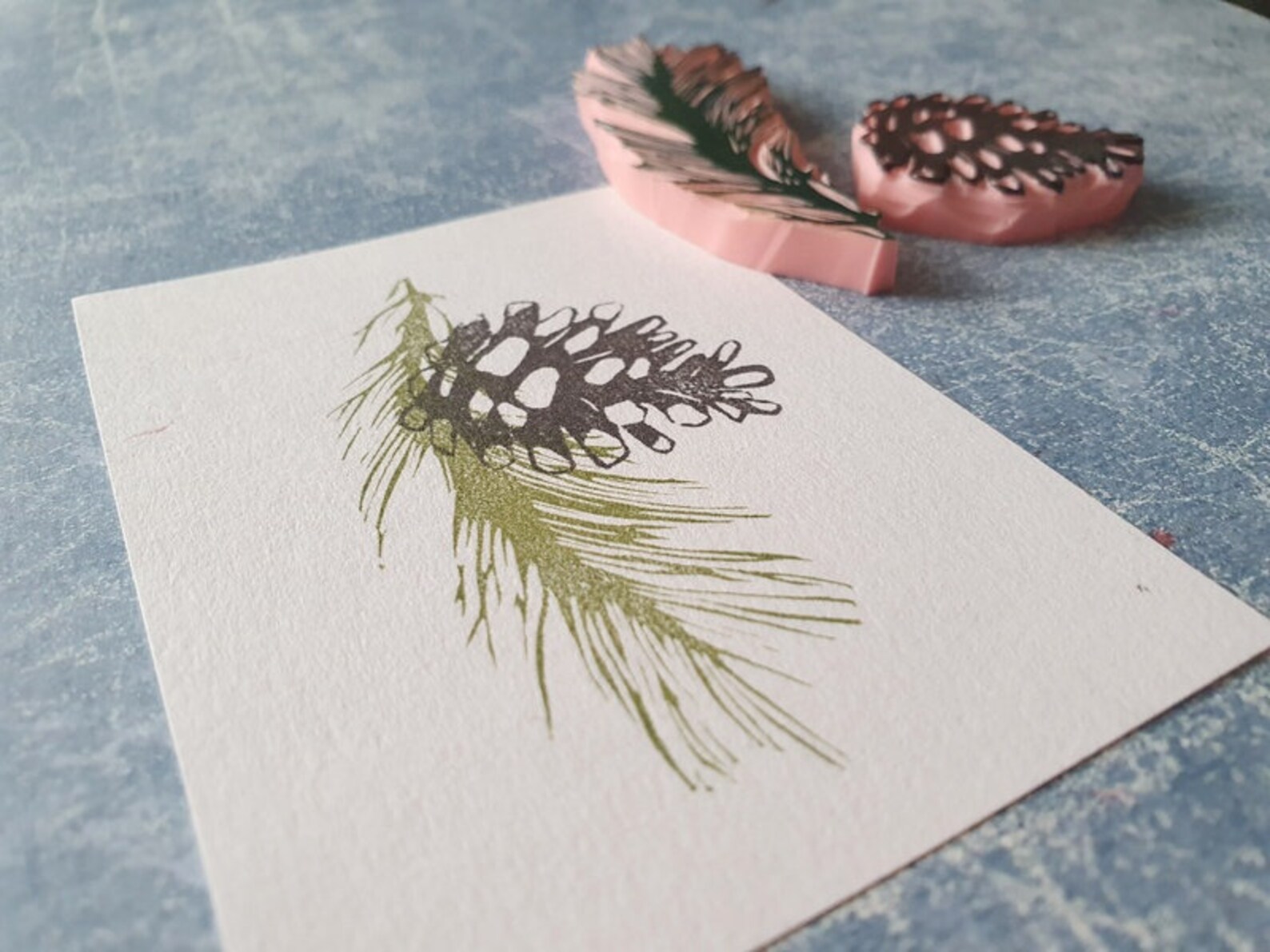 Pine Branch With Cone Stamp Set, Christmas Tree Stamp for Best Wishes ...