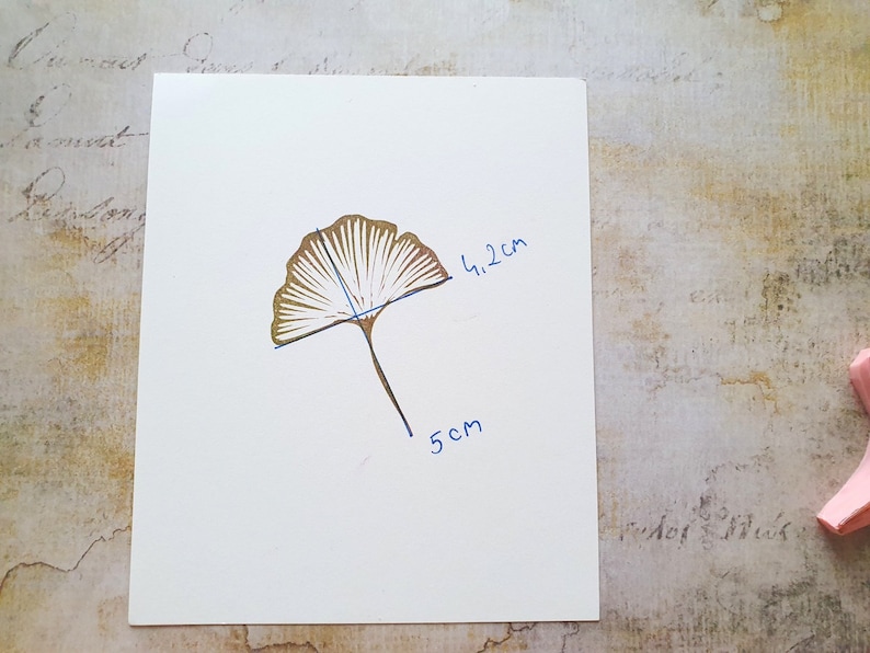 Ginkgo rubber stamp for daily journal, botanical stamp for paper lovers, image 9