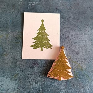 Kerstboomstempel, Stempel voor feestelijke feestdagen, Rustieke kerstboomstempel