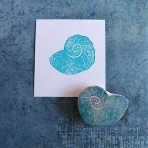 Shell rubber stamp for daily planner, Ocean shell stamp for creative journal, snail mail insert, summer treat, pottery texture,
