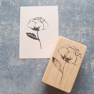 Peony Rubber Stamp for Vintage Art Journal, Blossom Flower Stamp for ...