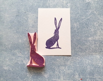 Hare rubber stamp for Easter decor, woodland animal stamp, wildlife stationery, spring garden, fairy bunny, nature lover gift, whimsical