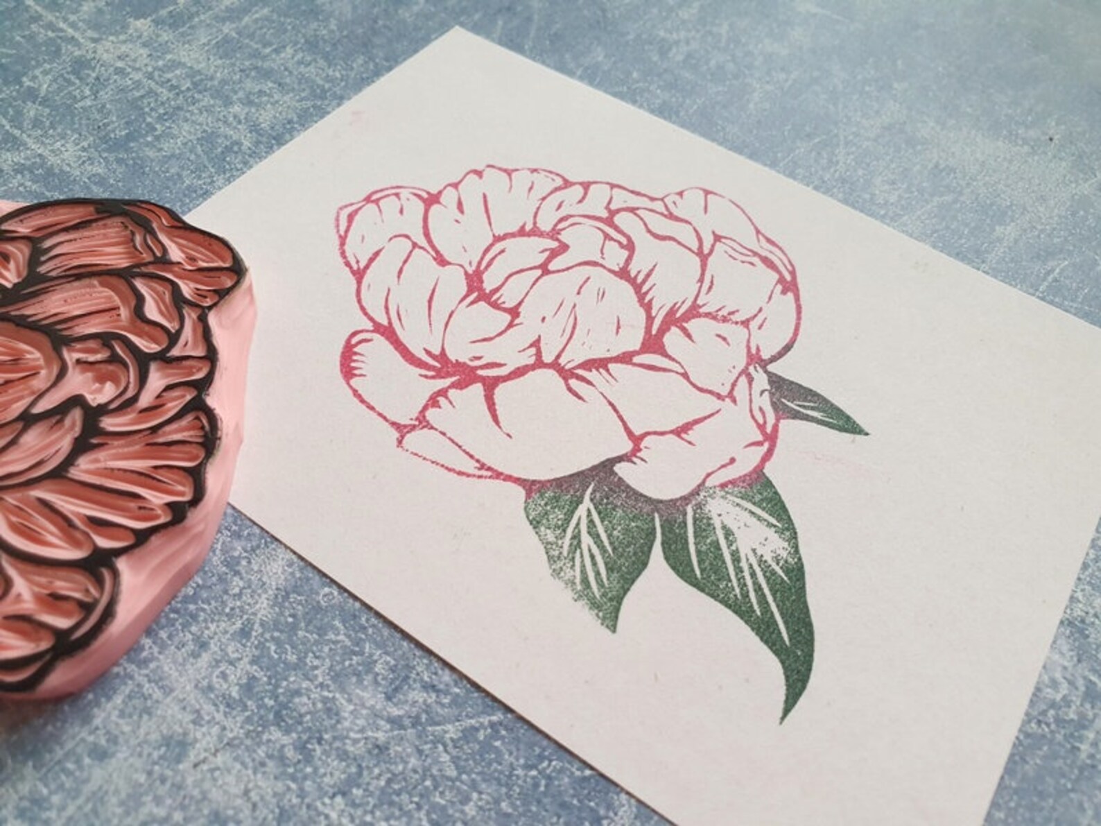 Blossom Peony Stamp for Junk Journal, Peony Rubber Stamp for Cardmaking ...