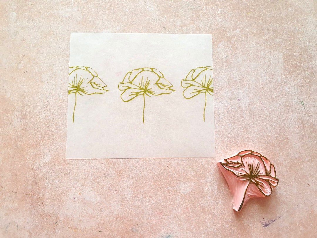 Peony Rubber Stamp for Cardmaking, Blossom Flower Stamp for ...
