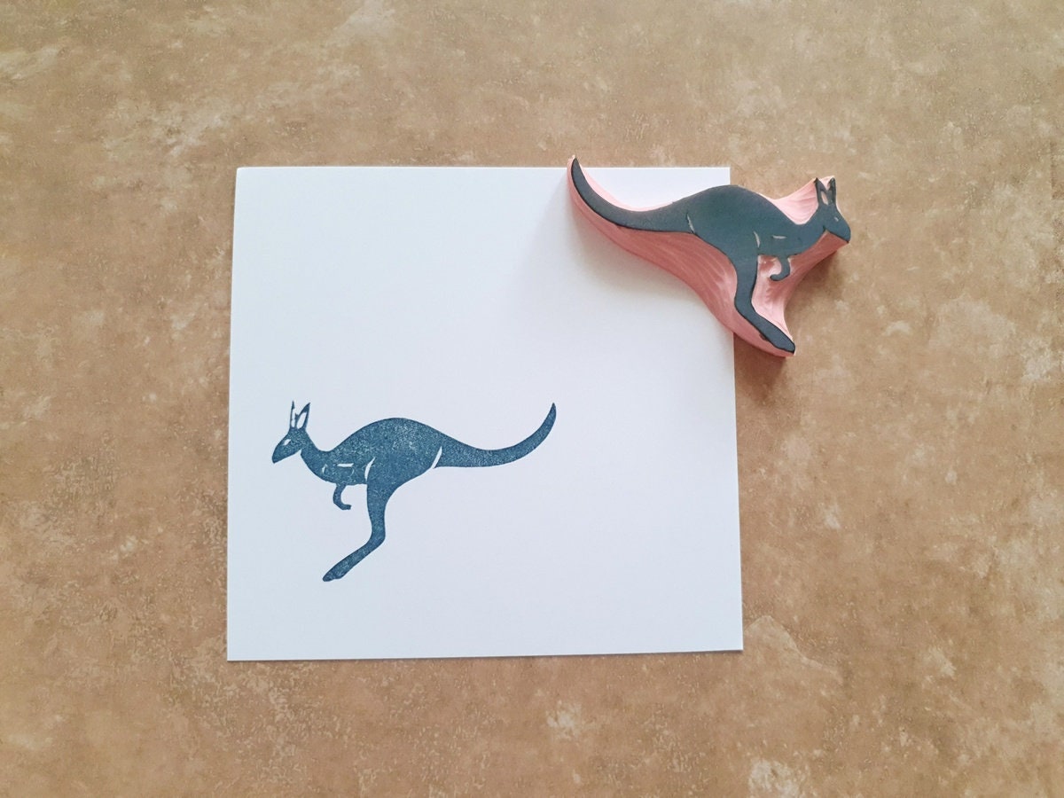 Kangaroo rubber stamp for snail mail lovers jumping kangaroo Etsy