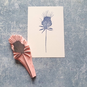Carimbo de borracha de cardo para diário de lixo, carimbo de flor selvagem para scrapbooking, coisas efêmeras vintage, inserção de diário de bala, presente botânico,