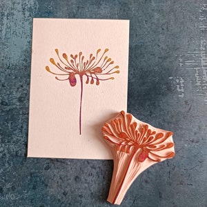 Sello de goma de lirio japonés para tarjetas hechas a mano, sello de flores asiáticas, decoración de sellos salvajes, franqueo vintage, diario de bodas, patrón de diente de león y loto