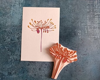 Carimbo de borracha de lírio japonês para cartões artesanais, carimbo de flores asiáticas, decoração de carimbo selvagem, postagem vintage, diário de casamento, padrão de dente-de-leão de lótus