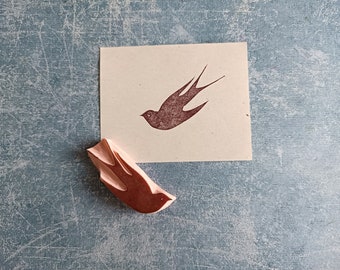 Swallow rubber stamp, Bird wooden stamp, impressart supply for artist, gift for scrapbook lover