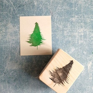 Timbro in gomma con albero di Natale per auguri invernali, timbro con pianta della foresta per biglietti d'auguri