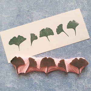 Rubberstempel Ginkgo Biloba, Ginkgo-stempel voor junkjournal, Stempel bladpatroon
