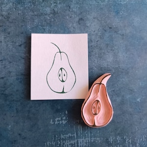 Timbro in gomma pera per diario da cucina, timbro di frutta per bullet journal, regalo per vegetariani, regalo ecologico, perfettamente confezionato, stampa vege