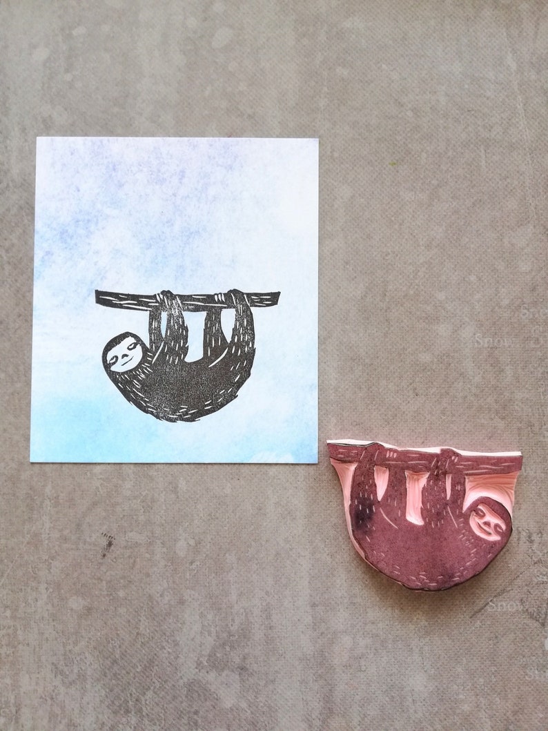wildlife ephemera sloth stationery journaling decor tropical party favor exotic animal print Sloth animal rubber stamp gift for son