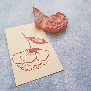 Peony Rubber Stamp for Vintage Art Journal, Blossom Flower Stamp for ...