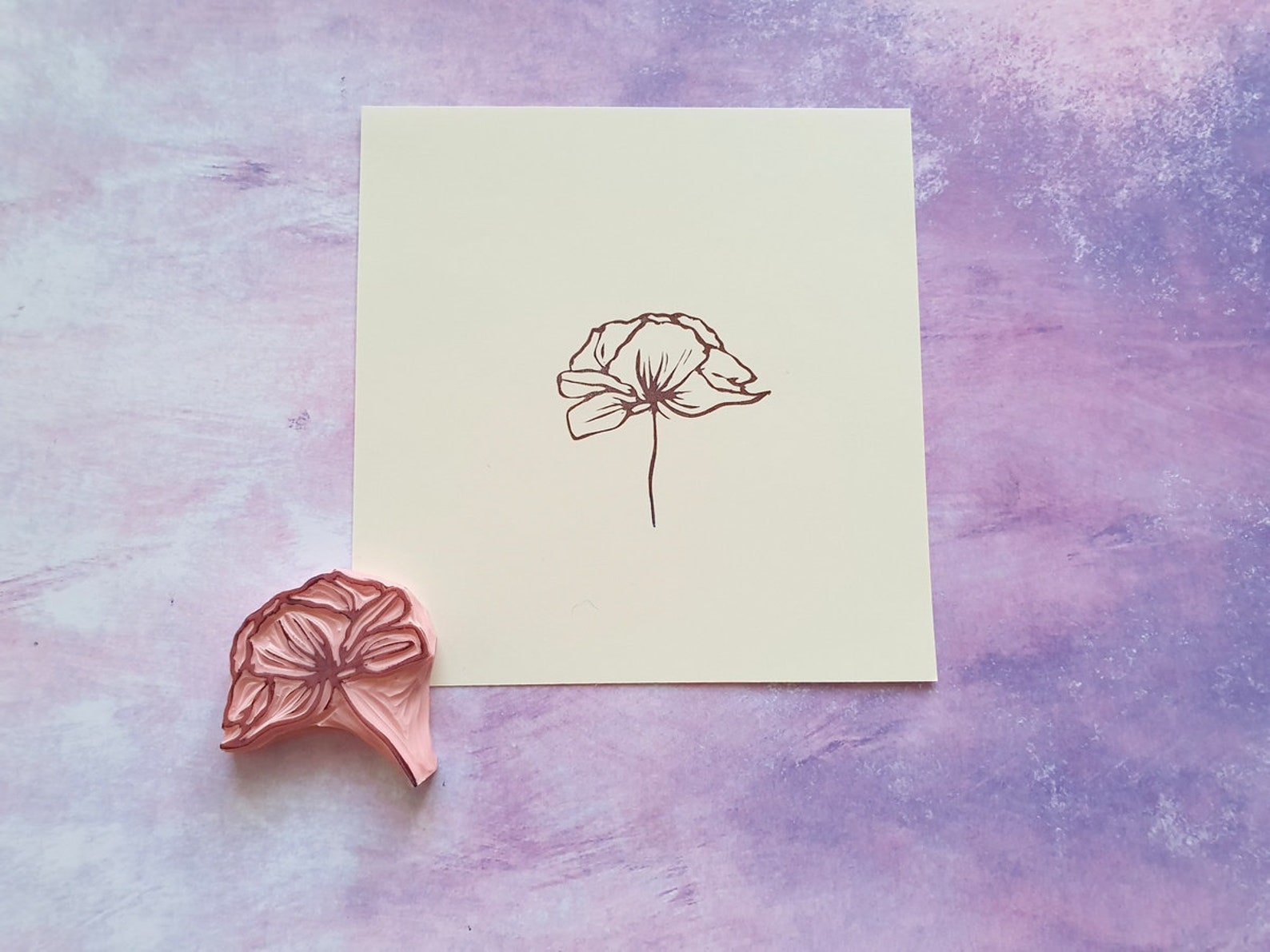 Peony Rubber Stamp for Cardmaking, Blossom Flower Stamp for ...