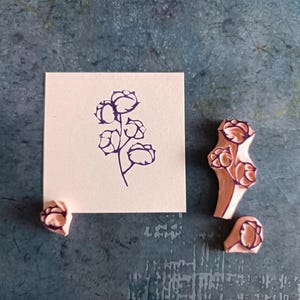 Cotton rubber stamp set for art journaling, baumwolle stamp for botanical lovers, mixed media stamp, gift for designers, stationery lovers