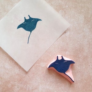 Manta ray rubber stamp for bullet journal, ocean life stamp for personalized diary, boy's birthday gift, exotic beach background, DIY summer