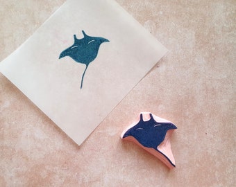 Manta ray rubber stamp for bullet journal, ocean life stamp for personalized diary, boy's birthday gift, exotic beach background, DIY summer