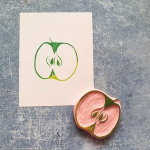 Apple-rubberstempel voor keukendagboek, decoratieve fruitstempel, reisdagboek, receptenkaarten decor, gepersonaliseerd notitieboekje, cadeau voor veganist