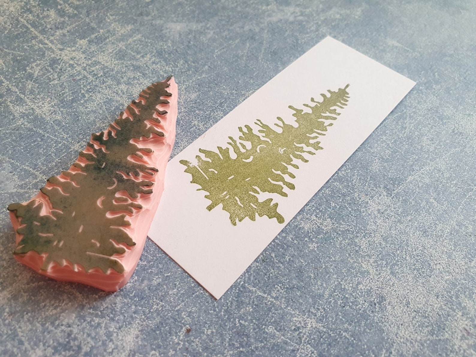 Hand Carved Pine Tree Rubber Stamp Christmas Card Making Etsy