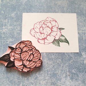 Timbro con peonia in fiore per diario spazzatura, timbro in gomma con peonia per la creazione di biglietti, biglietti di auguri fatti a mano, cancelleria vittoriana, matrimonio del sud