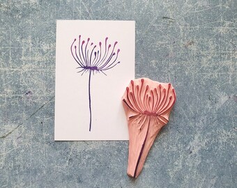 Dandelion rubber stamp for scrapbooking, Autumn twig stamp for rustic decor, October daily journal, Fall stationery, flower