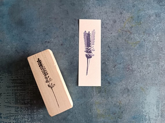 Lavender rubber stamp for journaling, twig stamp for bullet journal, rustic wedding decor, hand stamping, 2020 planner, shabby applique