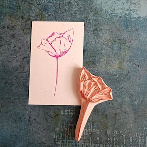 Tampon en caoutchouc tulipe pour journal de jardin, tampon fleur sauvage, décoration de mariage bohème, fabrication de cartes élégante, fleur de printemps, tampon floral pour cartes