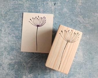 Dandelion rubber stamp for vintage journal decor, wild flower rubber stamp for scrapbooking, boho chic stationery, botanical print,