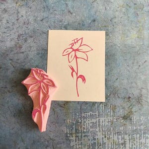 Lelierubberstempel voor wenskaart, tuinleliestempel voor kaarten maken, lentebloem, cottage-briefpapier, bloemistcadeau, zomerhuwelijk,