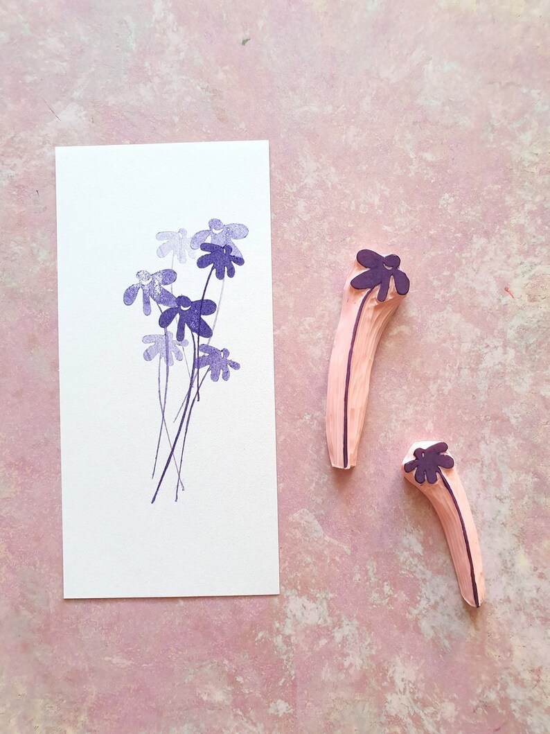 boho botanical daisy craft fairy garden stamp for journaling Wild flower rubber stamp set nature lover gift bullet journal insert