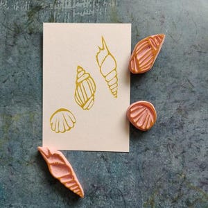 Seashell Rubber Stamp Set of 3 for Scrapbooking, Shell Stamp, Beach ...