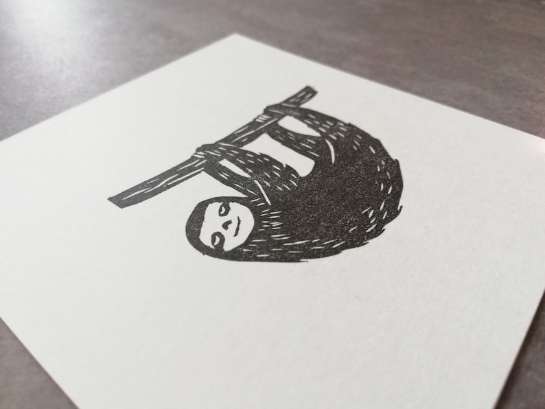wildlife ephemera sloth stationery journaling decor tropical party favor exotic animal print Sloth animal rubber stamp gift for son