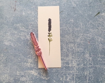 Lavender rubber stamp, French lavender, apothecary stamp, herb journal, wedding twig bouquet, boho decor wedding, gift for gardener,