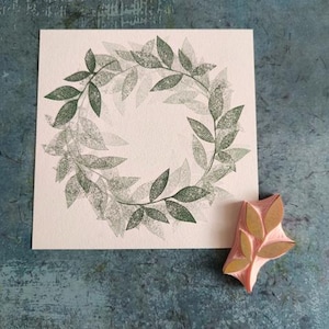 Bladstempel voor kransafdrukken, Minimalistische bladstempel, Botanische stempel voor bullet journal