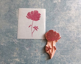 Blossom flower stamp for cardmaking, floral stamp for scrapbooking, floral motif rubber stamp