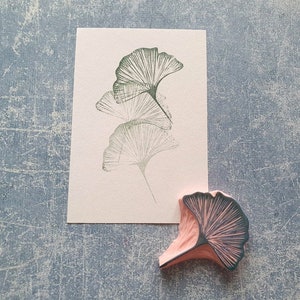 Ginkgo rubber stamp for daily journal, botanical stamp for paper lovers, image 1