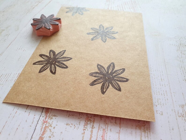 Anise rubber stamp for December daily journal, dried food stamp for Christmas packaging, autumn star, hygge notebook print, spice lover image 6